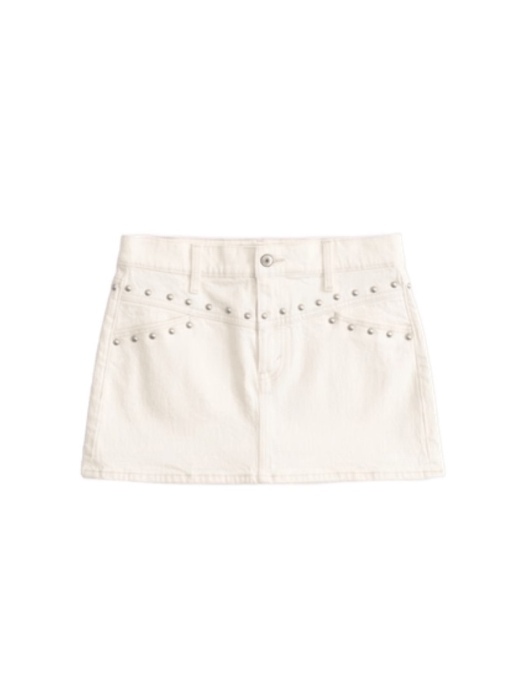 Abercrombie & Fitch Cream Studded Denim Mini Skirt